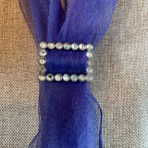 Vintage Rectangular Crystal Buckle Type Scarf Slide / Brooch